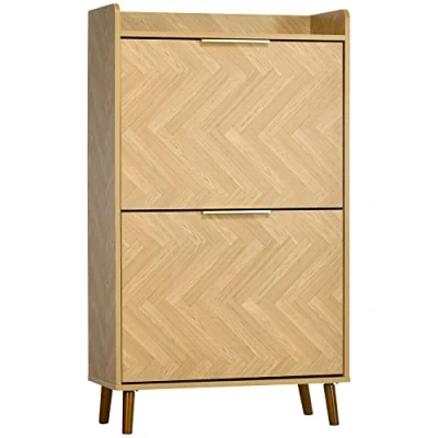 Imagen de HOMCOM Zapatero con 2 tapas, Estilo Vintage para Guardar Zapatos, Entrada Pequeña, Salón, Dormitorio, 70 x 30 120 cm