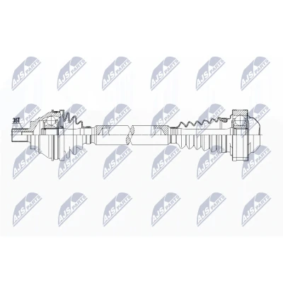 Imagen de NTY NPW VW 059 Árbol de transmisión Eje delantero, derecha 795 Caja cambios manual VOLKSWAGEN: Golf 7, 5, Tiguan I, SEAT: Leon II Hatchback