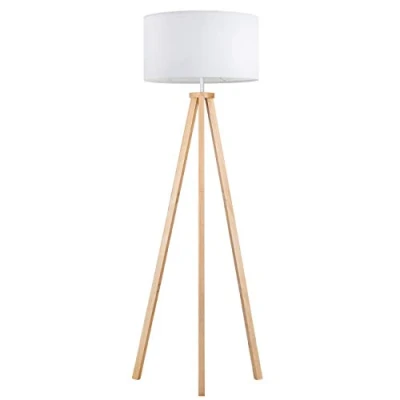 Imagen de tomons Lámpara de Pie LED Regulable Trípode Madera, Estilo Escandinavo, Moderna para Sala Estar, Dormitorio, Estudio, Hotel y Oficina