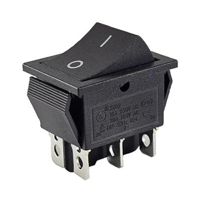 Imagen de interruptor basculante ON/ON, 6 pines, 16 A, 250 V CA/CC, de dispositivo, color negro