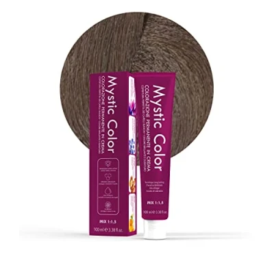 Imagen de Mystic Color, Tinte para el Cabello, Fórmula Enriquecida con Aceite de Argán y Caléndula, Coloración Permanente en Crema Larga Duración, Rubio Ceniza Claro 8.1, 100 ml