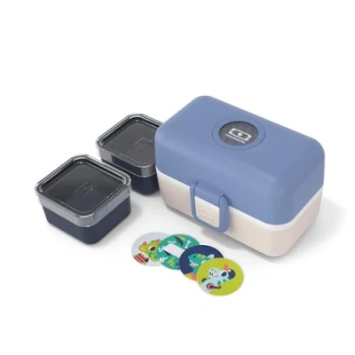 Imagen de monbento Fiambrera Infantil con Compartimentos Tresor azul/cream Lonchera para Niños Ideal Escuela/Picnic Sin BPA Personalizada y Segura Lunch Box Azul &amp; Cream