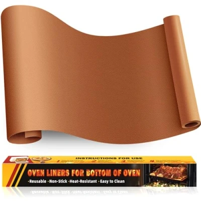 Imagen de Protector Horno Antiadherente Revestimiento de Reutilizable, Fondo Teflon, Alfombrilla para Compatible con la Mayoría Hornos(43 x 190 cm, Color Cobre)
