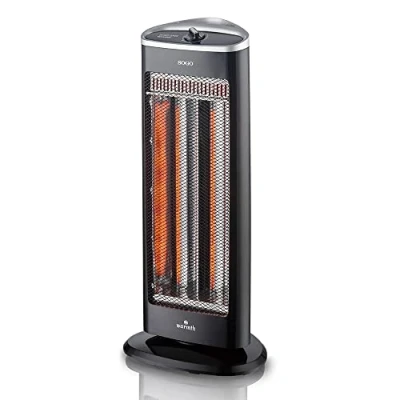 Imagen de Sogo Radiador Calefactor Vertical de Filamento Carbono con 2 Barras Largas Calentamiento Rápido, Termostato Regulable y Función Oscilante, 500/1000 W, Negro (SS 18224)