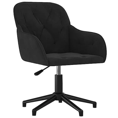 Imagen de vidaXL Silla de Oficina Giratoria Butaca Tapizada Ordenador Computadora Estudio Escritorio Salón Despacho Sala Estar Terciopelo Negro