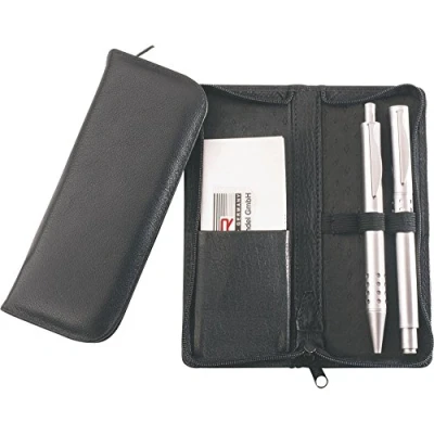 Imagen de ALASSIO 2603 Estuche de Piel para 3 bolígrafos (15 x 6,5 2 cm), Color Negro