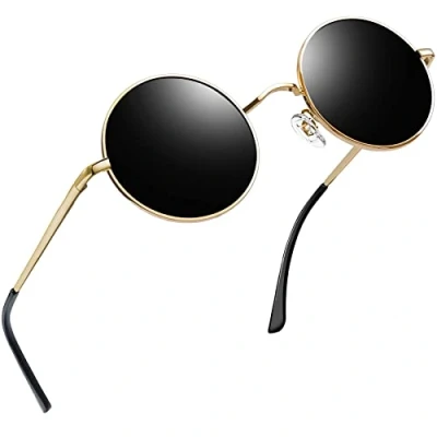 Imagen de Joopin Gafas de Sol Hombre y Mujer Redondas Polarizadas Retro Vintage Círculo Metálico Hippie Steampunk UV400