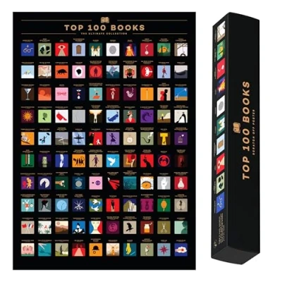 Imagen de Enno Vatti Póster de 100 libros para rascar, lista los mejores deseos amantes con clásicos todos tiempos, iconos únicos y embalaje premium, regalo lectores