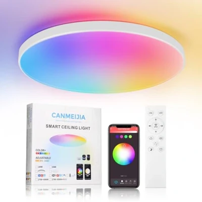 Imagen de CHENBEN Lampara Techo, 24W Plafon LED techo Regulable 3000K 6000K con Mando a Distancia 1600LM 32cm lamparas Dormitorio salon Cocina Pasillo Blanco