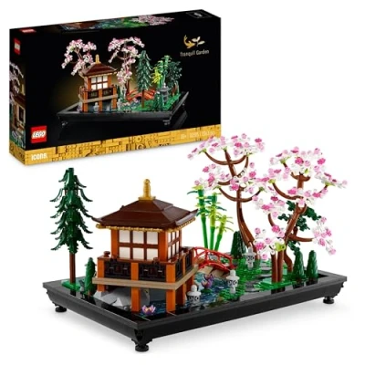Imagen de Lego 10315 Icons Jardín Meditativo, Zen Botánico para Adultos con Flores de Loto, Decoración Escritorio Personalizable, Inspirado en Tradiciones Japonesas, Regalo Jardinería Mindfulness