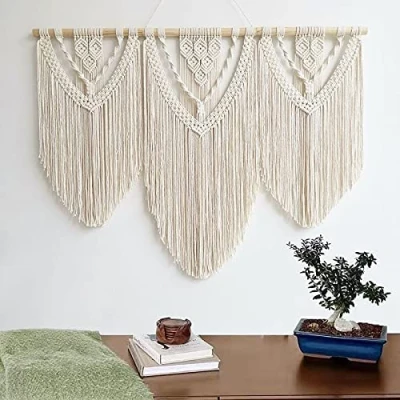 Imagen de 通用 Tapiz de macramé para colgar en la pared, diseño bohemio, macramé, tejido pared (patrón C)