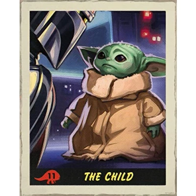 Imagen de Komar Star Wars WB SW 014 50 x 70 cm, diseño de mandalorian The Child Trading Card Póster decorativo, impresión artística, tamaño multicolor