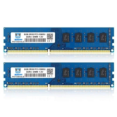 Imagen de 16GB Kit DDR3 1600 UDIMM 8GBx2 PC3 12800 1.5V CL11 2Rx8 12800U 240 Pin 1600MHz Non ECC Dual Rank Desktop Memoria RAM