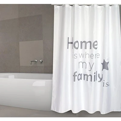 Imagen de MSV Cortina DE Bano Poliester 180X200 Prem.Home, Blanco, 180 x 200