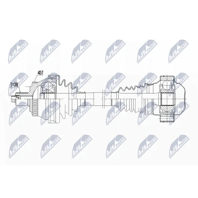 Imagen de NTY NPW AU 046 Árbol de transmisión Eje delantero, izquierda 615 AUDI: A4 B7 Avant, B6/B7 Cabrio, B6 Berlina