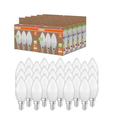 Imagen de OSRAM NATURE LOOP lámparas LED especialmente sostenibles hechas de plástico reciclado, paquete 30 bombillas, reemplaza bombillas incandescentes tradicionales 40W, forma vela, E14