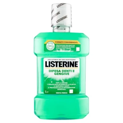 Imagen de LISTERINE enjuague bucal defensa dientes y encías, sabor a menta fresca, encías inflamadas para fuertes, con fluoruro, higiene sanas, 1 litro