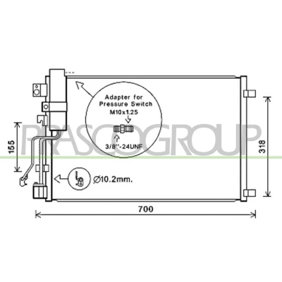 Imagen de PRASCO DS710C002 Condensador con secador 15 Aluminio 623 R134a NISSAN: Qashqai / Qashqai+2 I