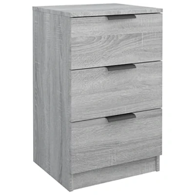 Imagen de vidaXL Mesita de Noche Auxiliar Aparador Armario Mueble Cama Dormitorio Mobiliario Decoración Cajones Almacenamiento Hogar Gris Sonoma