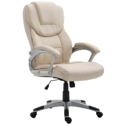 Imagen de CLP Silla de Oficina Texas V2 ergonómica en Piel sintética I ejecutiva Acolchada Regulable Altura &amp; giratoria, Color:Crema