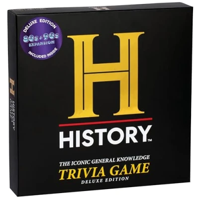 Imagen de History Channel Trivia Board Game Deluxe Edition with 80s &amp; 90s Expansion Pack 2400+ General Knowledge Questions. Fun Party Card for Adults, Family Teens in The Pursuit of Trivial