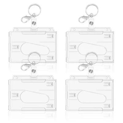 Imagen de Portatarjetas de Identificación Juego 4, Funda Plástico Resistente, Ideal para Tarjetas Proximidad, Crédito y Documentos (Horizontal 4 Pcs)