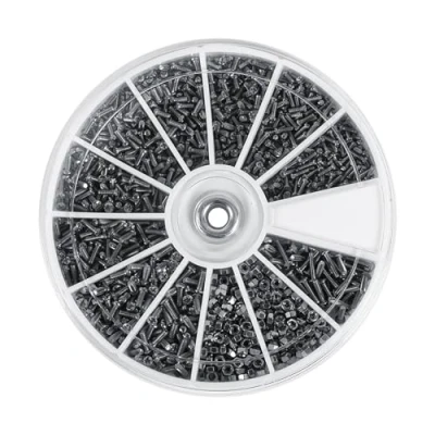 Imagen de Jadeshay Tornillos, 600 Piezas Tornillos y Tuercas Pequeños Juego de con Caja Plástico para Relojes Gafas M1 M1.2 M1.4 M1.6, 12 Tipos Kit Surtido Reparación