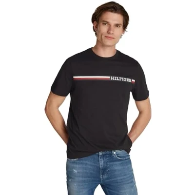 Imagen de Tommy Hilfiger Chest Stripe TEE Camiseta estampada, Hombre, Talla: XS, Black
