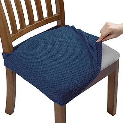Imagen de Fuloon Fundas Sillas Comedor, Ajustables,Pack de 6 Protectoras para Elasticas,Funda Asiento Silla Lavables Comedor