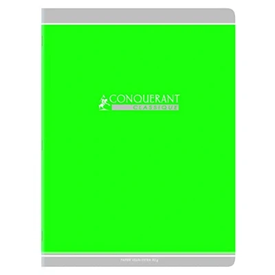 Imagen de Conquérant Cuaderno clásico de 24 x 32 cm grandes azulejos Seyès 96 páginas grapadas cubierta tarjeta reciclada verde