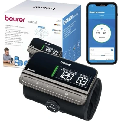 Imagen de Tensiómetro de brazo BM 81 easyLock Beurer, validado clínicamente, brazalete con sencillo cierre giratorio, sin tubos ni cables, medición suave y rápida, conexión a la aplicación