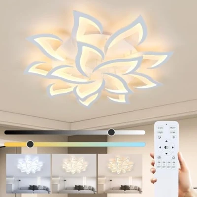 Imagen de Comely Plafon LED Techo Regulable, 84W Lámpara de Moderno Grande con Control Remoto/Aplicación para Sala Estar, Dormitorio, 3000K 6500K, 100cm, Blanco