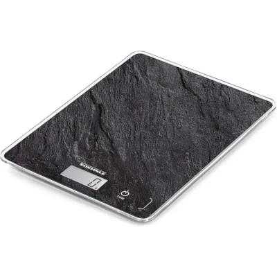 Imagen de Soehnle Page Compact 300 Slate, báscula de cocina digital con patrón pizarra, peso hasta 5 kg, doméstica función táctil sensor patentada, electrónica pilas