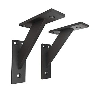 Imagen de 2 x sossai® Soportes de diseño para balda FSHR Dimensiones: 120 mm Color: negro mate escuadra sujeción pared balda, soporte estante Material: Aluminio