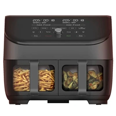 Imagen de Instant Vortex Plus 8 en 1 Freidora de Aire Doble Digital con ClearCook y Función Asar, Hornear, Deshidratar o Recalentar, 1.700 W 7,6 L