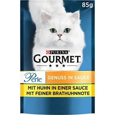 Imagen de Gourmet Perle Genuss in Sauce Comida húmeda para Gatos, con Pollo, 26 Unidades (26 x 85 g)