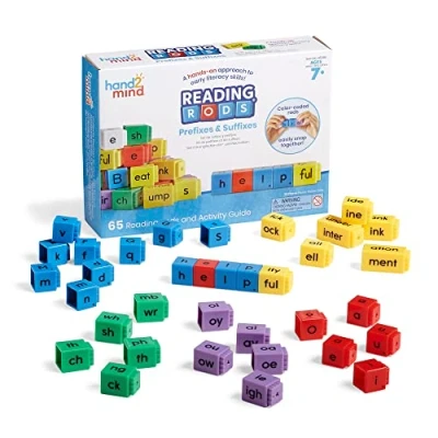 Imagen de Learning Resources Reading Rods con prefijos y sufijos , aprende a leer, la raíz de las palabras para niños, actividades formar palabras, juguetes, aprender ortografía