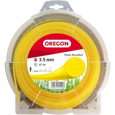 Imagen de Oregon Hilo Redondo Amarillo para Desbrozadoras y Cortacésped, Nailon de Calidad Profesional, Compatible con la Mayoría Modelos, 3,5 mm x 124 m (69 377 Y)