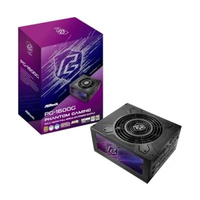 Imagen de Fuente ALIMENTACION ASROCK PG 1600G,PSU,1600W,80 Plus Gold,135MM,Modular,PCI E 5.1 (12+4pin) x2,PCI (6+2 Pin) x8,SATA (5 x12