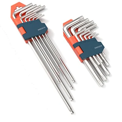 Imagen de PRESCH juego de 18 llaves Allen HX &amp; TX profesional pequeño compacto con soporte plegable