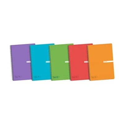 Imagen de Enri, Cuadernos A5 cuadriculados 4x4, tapa plástico, 80 hojas. Pack de 5 unidades, colores aleatorios