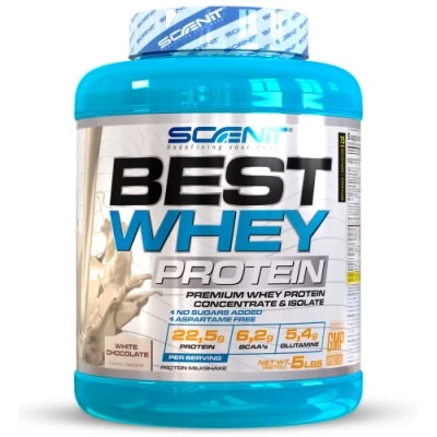 Imagen de Best whey protein 100% protein, proteinas para el desarrollo muscular masa con aminoácidos + isolate 2,27 kg (Chocolate blanco)