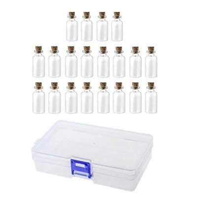 Imagen de JZK 20 x Mini Botella de Cristal con corchos 5ml Botes pequeños para Hierbas aceites Especias Dulces Joyas Mensaje Viales Vidrio