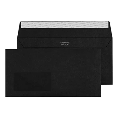 Imagen de Creativo Color DL Wallet Pelar y cerrar Sobres Jet Black (paquete de 500)