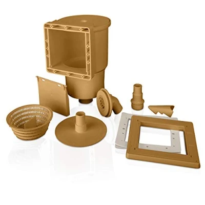 Imagen de Gre AR100W Skimmer para Limpieza y Depuración de Piscina Estándar + Válvula Impulsión, Sistema Filtración Piscinas, Color Marrón, 24 x 21,5 31 cm