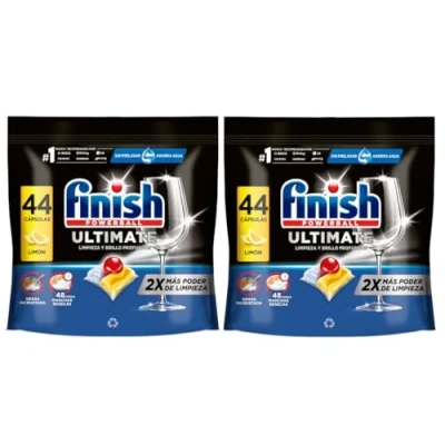 Imagen de Finish Powerball Ultimate All in 1 Pastillas para Lavavajillas, aroma limón, 2 Pack de 44 Unidad, Total 88
