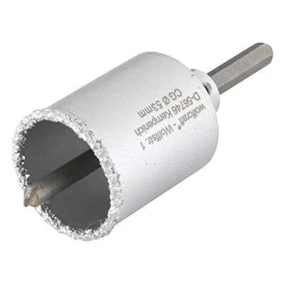 Imagen de wolfcraft Corona de perforación recubierta carburo tungsteno, con adaptador I 3895000 Para instalaciones sanitarias y eléctricas en paredes ladrillo piedra; profundidad corte: 55 mm
