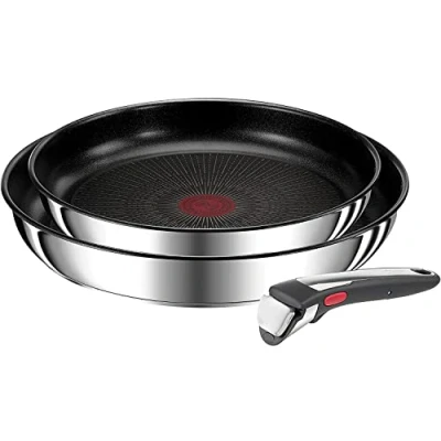 Imagen de Tefal Ingenio Preference On Juego de 2 Sartenes + Mango extraíble e intercambiable: 24 y 28 cm , antiadherentes, revestimiento titanio, Thermo signal, apto lavavajillas