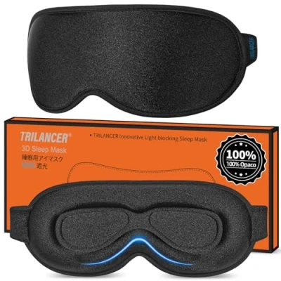 Imagen de Trilancer 2024 Antifaz para Dormir Innovador, Sleep Mask, Mascara Sin Luz, Mascarilla Hombres y Mujeres, Tapa Ojos Dormir, Cubre Meditación, Viajar, Avión（Negro）