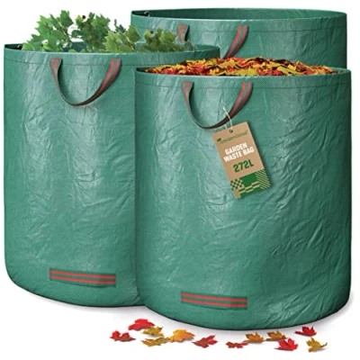 Imagen de GardenGloss® 3X Bolsas de Basura Jardín con Asas 272L Gran Capacidad Estables a los Rayos UV y Repelentes al Agua Sacos Reutilizables